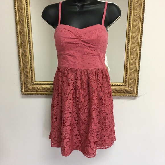 American Eagle sun dress mauve lace embroidered